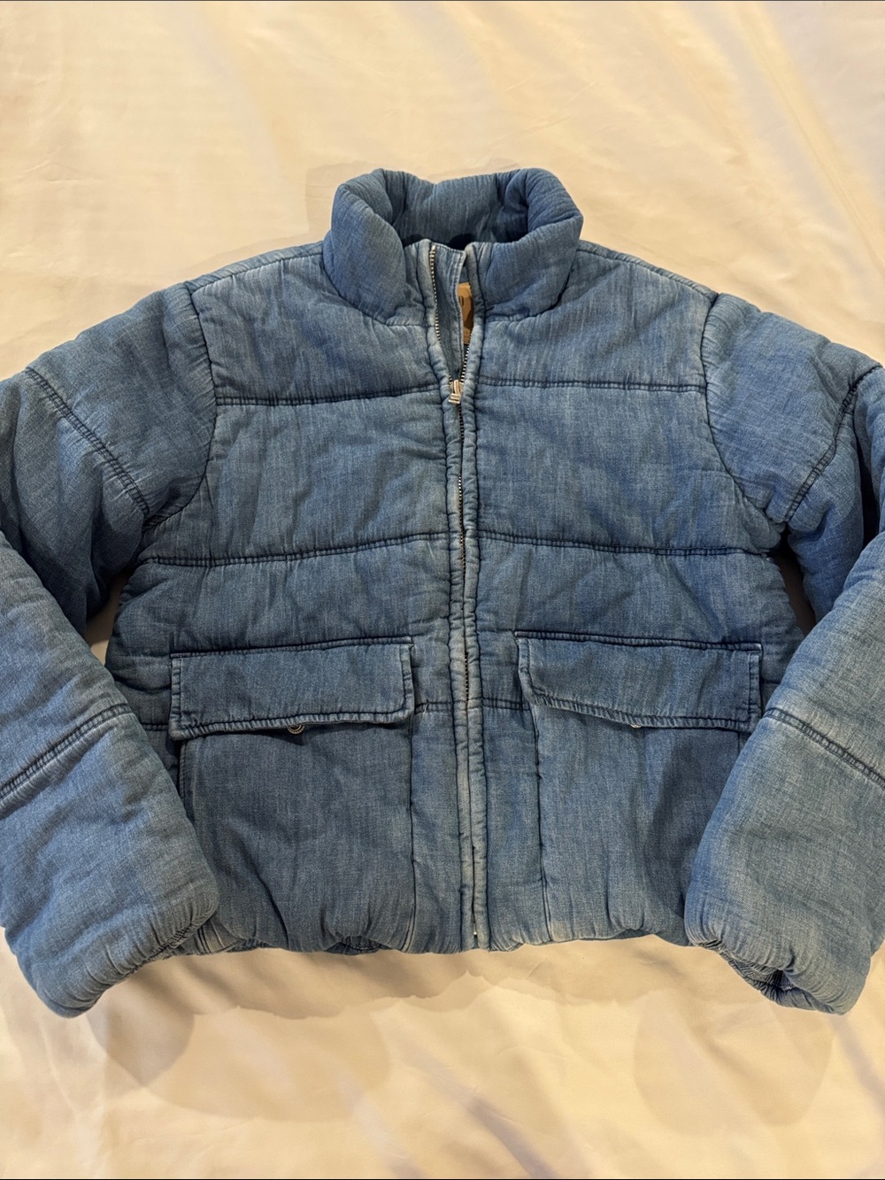 GAP Oversized Denim Puffer Jacket XS